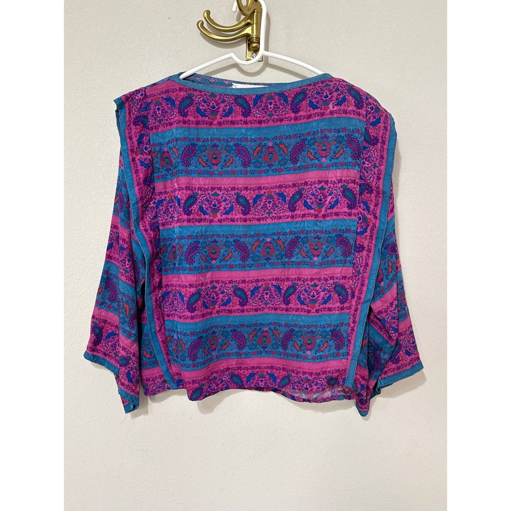 Vintage Oscar de la Renta 100% Silk Fabric Upcycle Pink Blue Paisley READ